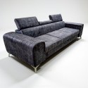 Canapea moderna extensibila pentru living Clement, cu tetiere reglabile si picioare metalice, gri