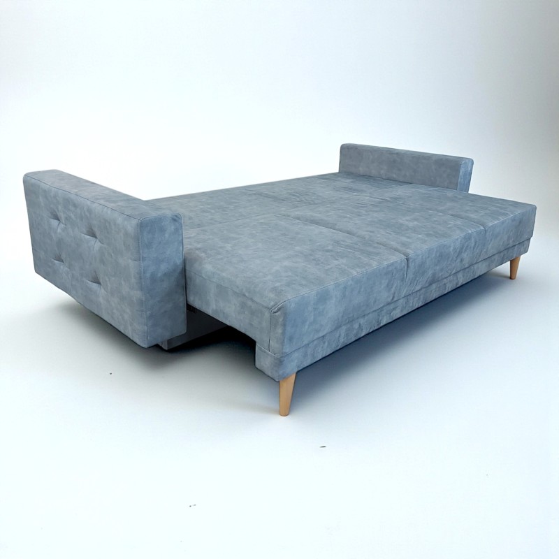Canapea 3 locuri pentru living, extensibila cu lada, Parma, culoarea albastra