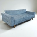 Canapea 3 locuri pentru living, extensibila cu lada, Parma, culoarea albastra