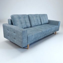 Canapea 3 locuri pentru living, extensibila cu lada, Parma, culoarea albastra