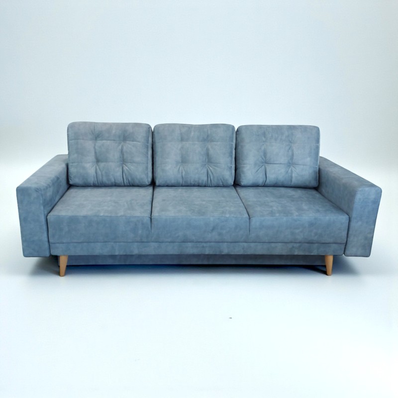 Canapea 3 locuri pentru living, extensibila cu lada, Parma, culoarea albastra
