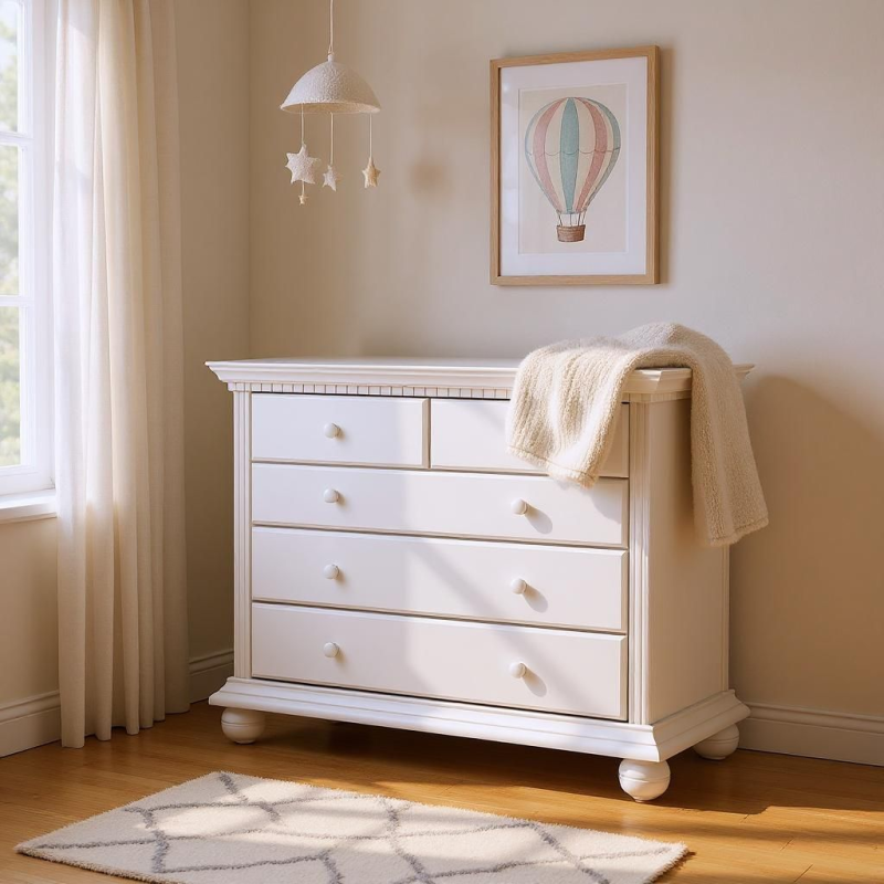 Dormitor Lemn masiv Bucov, Alb cu Natur  - Sofastil.ro