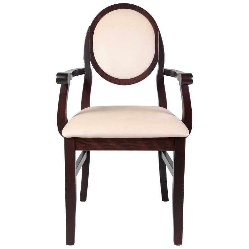 Scaun Regal cu brate, sezut si spatar tapitat, din lemn masiv, pentru sufragerie,living,bar si restaurante