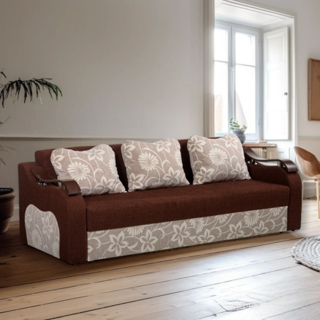 Canapea extensibila 3 locuri ORIENT cu lada depozitare si sezut relaxa, canapea maro
