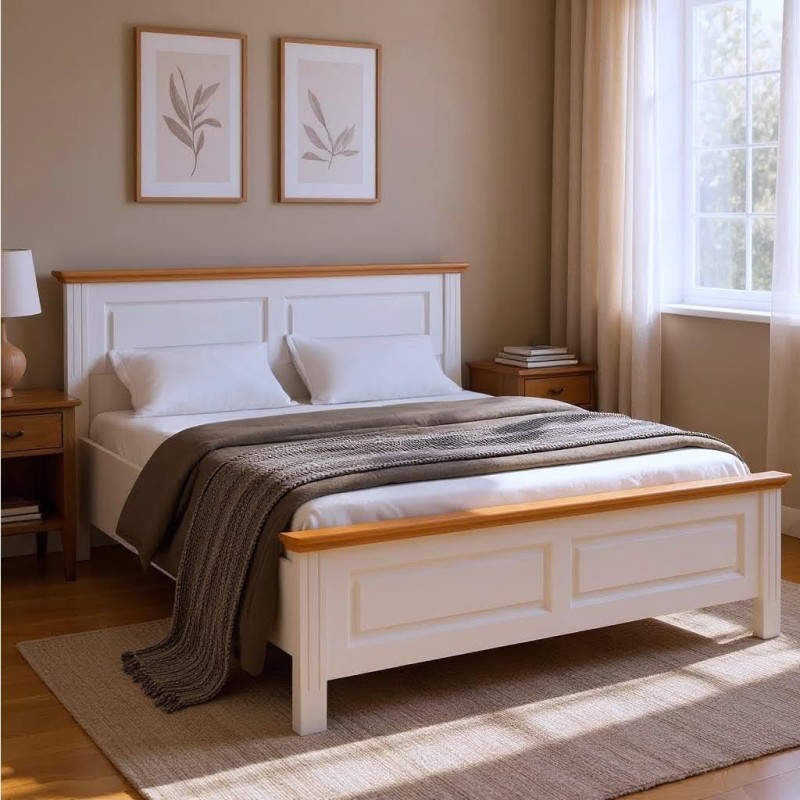 DORMITOR SEVA LEMN MASIV 4U ALB/MIERE