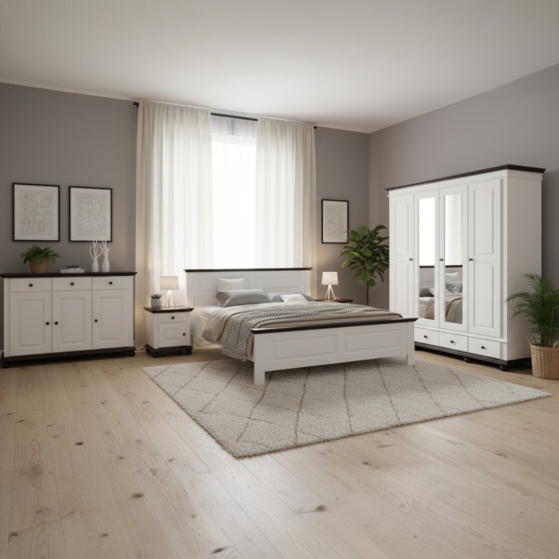 DORMITOR SEVA LEMN MASIV 4U ALB/NUC