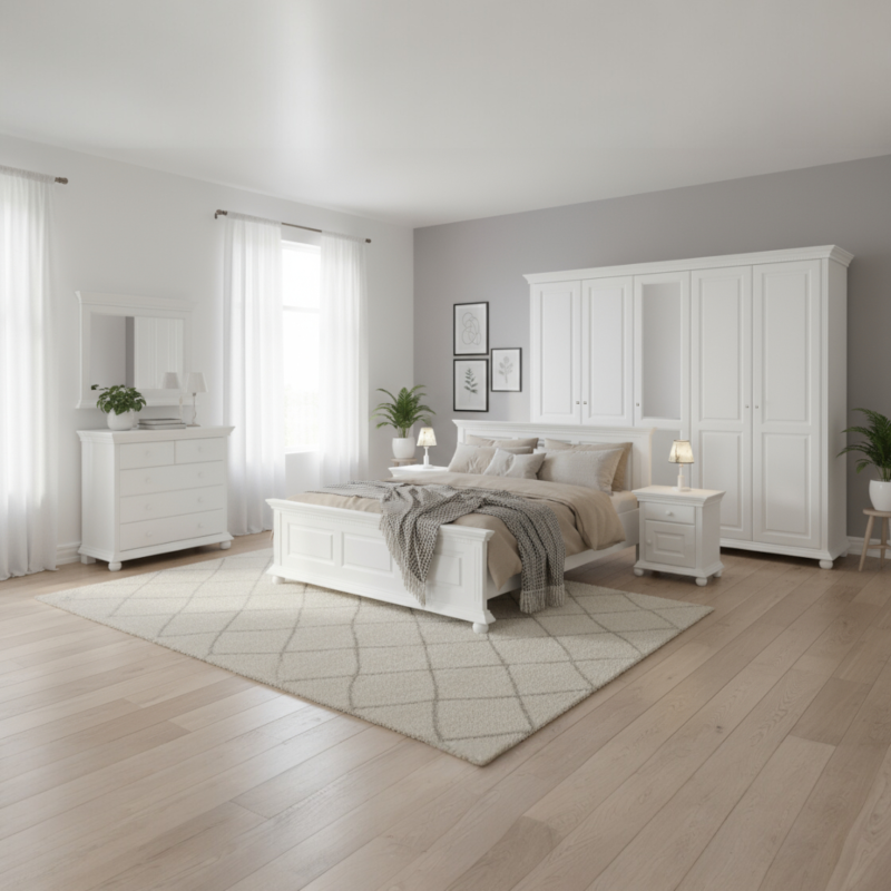 Dormitor Bucov Lemn Masiv, alb