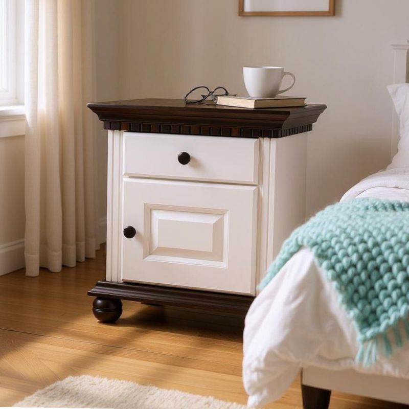 Dormitor Bucov / Lemn Masiv , Alb cu Nuc