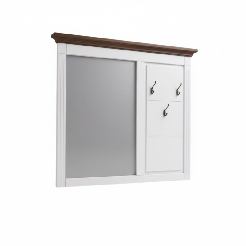 Cuier Vero cu Oglinda din Lemn Masiv, alb- Sofastil.ro