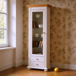 Mobilier living MARA 9, lemn masiv alb – vitrine & comodă TV