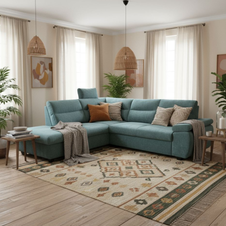 Coltar living, extensibil cu lada, OTTO, colt stasnga, stofa gri