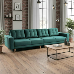 Parma - Canapea moderna de 4 locuri extensibila cu lada, configurabila ca dimensiuni si culoare