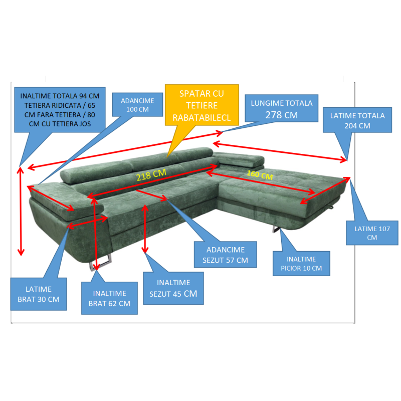 Coltar living Extensibil Modern PRESTIGE Grup, personalizabil