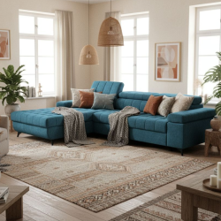 Coltar extensibil DAVID 2, cu lada de depozitare, tetiere reglabile si picioare metalice