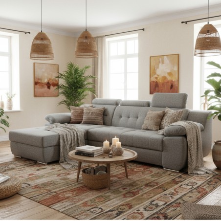 Coltar living extensibil LORD, tetiere reglabile & lada depozitare, personalizabil la comanda