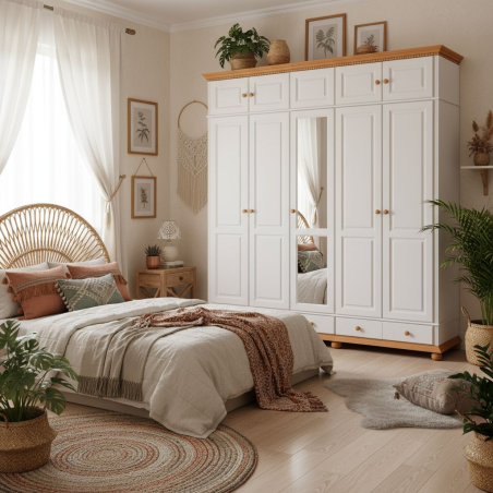 Dulap lemn cu 5 usi, 3 sertare si suprapozabil BUCOV