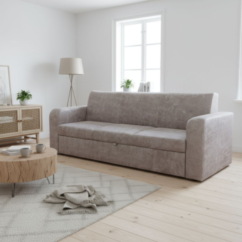 Canapea 3 locuri extensibila Bingo, maro