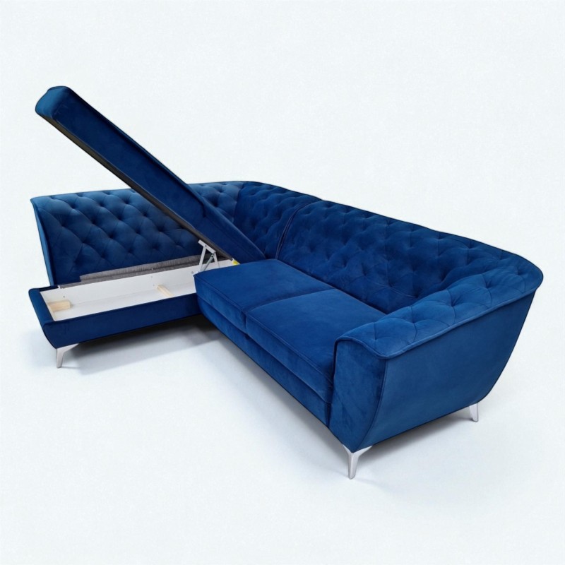 Coltar living King Luis cu tetiere, extensibil cu lada