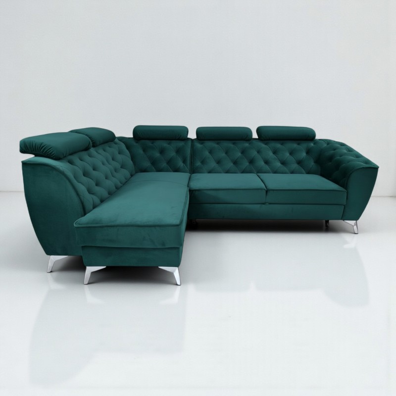 Coltar living King Luis cu tetiere, extensibil cu lada