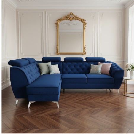 Coltar living King Luis cu tetiere, extensibil cu lada