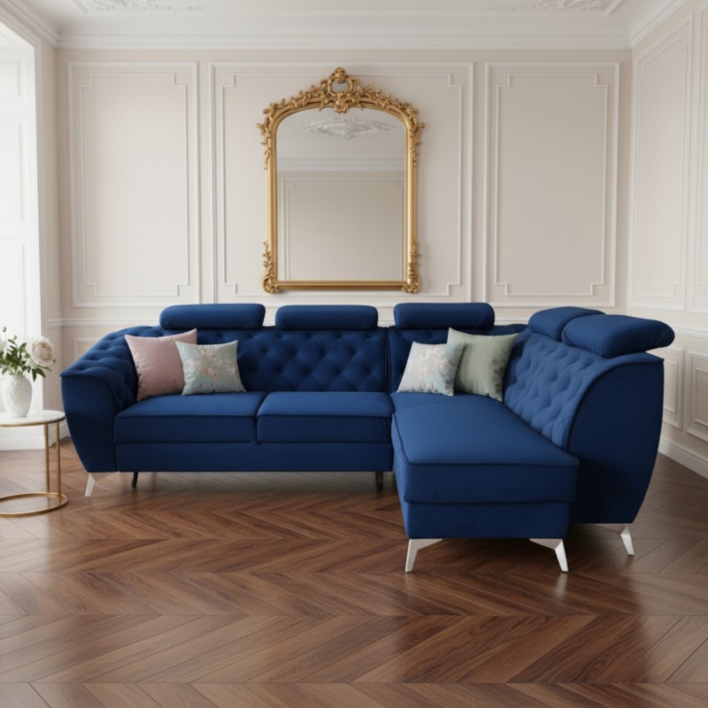 Coltar living King Luis cu tetiere, extensibil cu lada