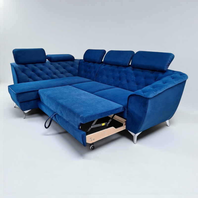 Coltar living King Luis cu tetiere, extensibil cu lada