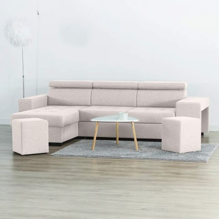 Coltar living  RAMOS, cu tetiere reglabile si tabureti