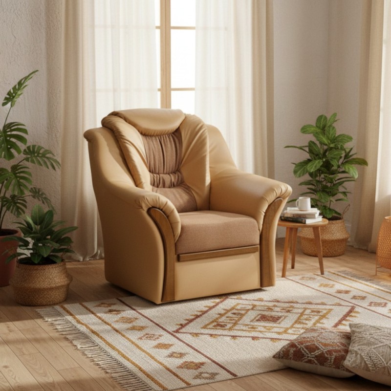 Fotoliu clasic tapitat Kabir cu spatar inalt