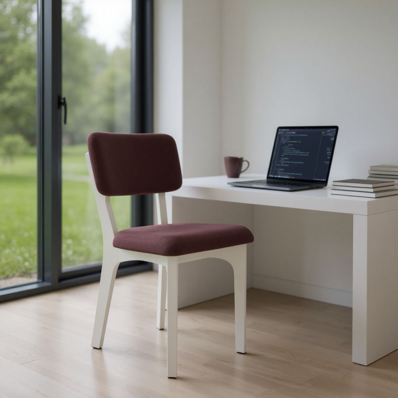 Scaun Noah din lemn masiv cu sezut tapitat si spatar tapitat