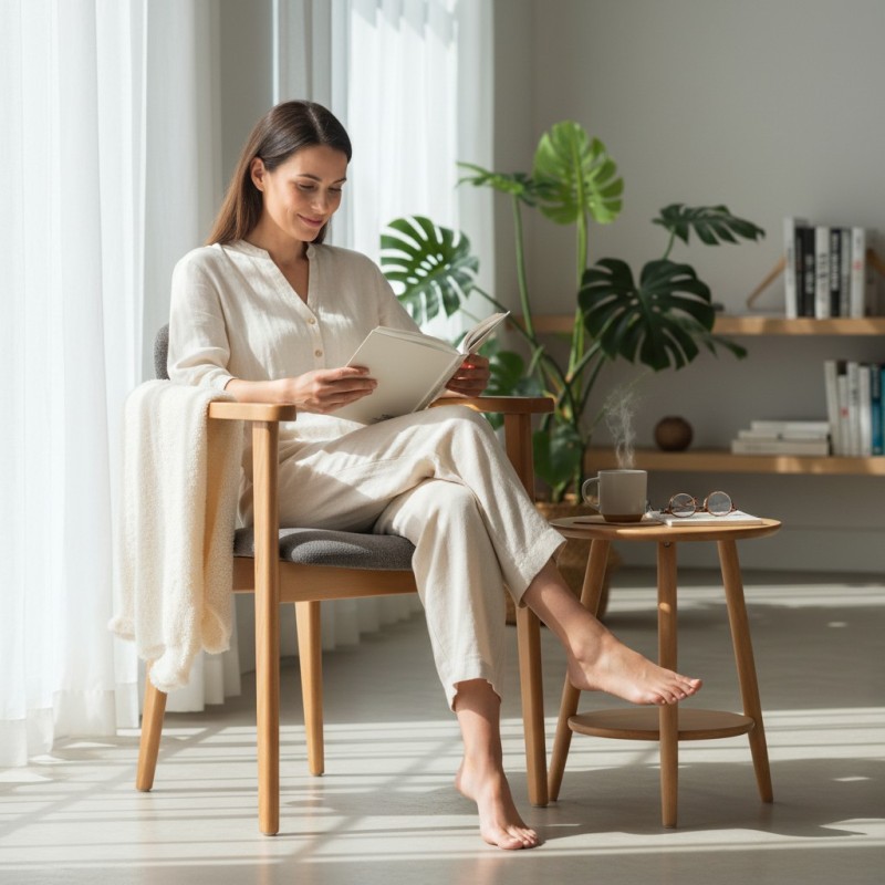 Scaun tapitat LUNA, lemn masiv