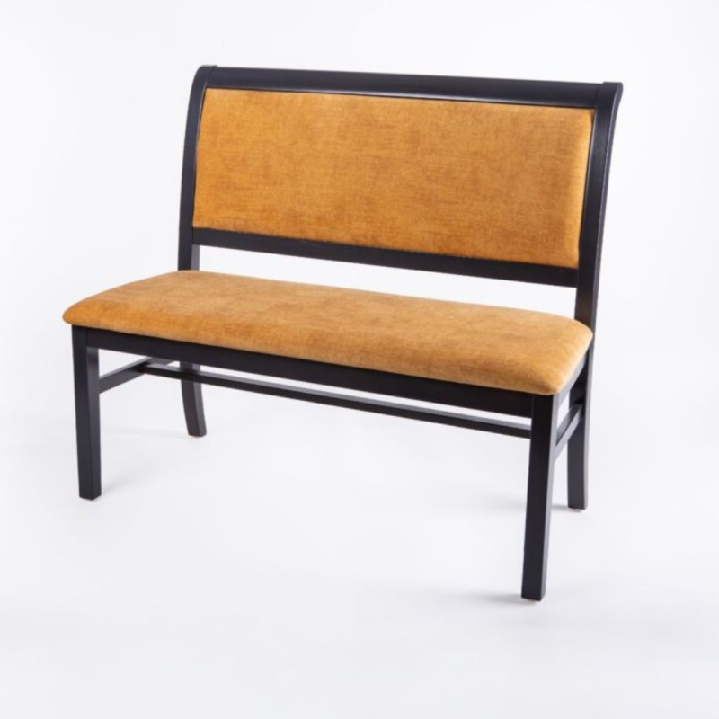 Banca lemn 2 locuri, sezut si spatar tapitat, KING