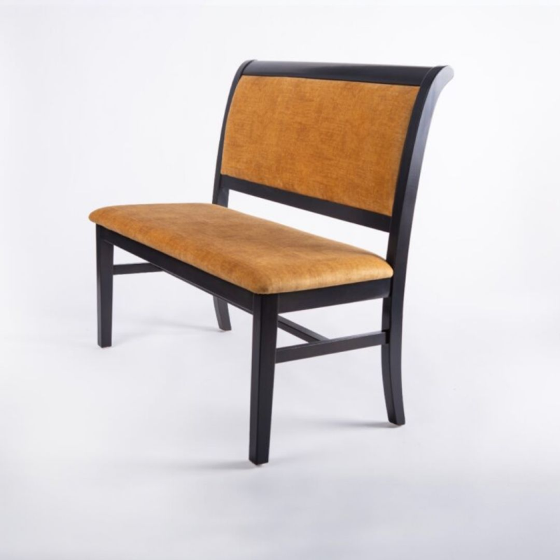 Banca lemn 2 locuri, sezut si spatar tapitat, KING