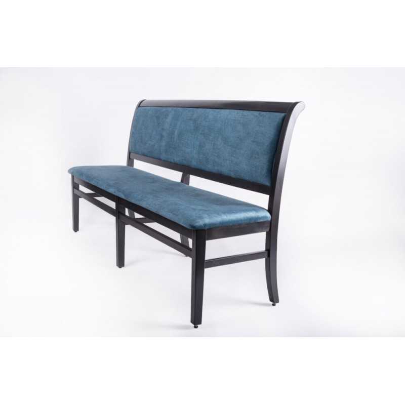 banca din lemn de 4 locuri cu sezut si spatar tapitat