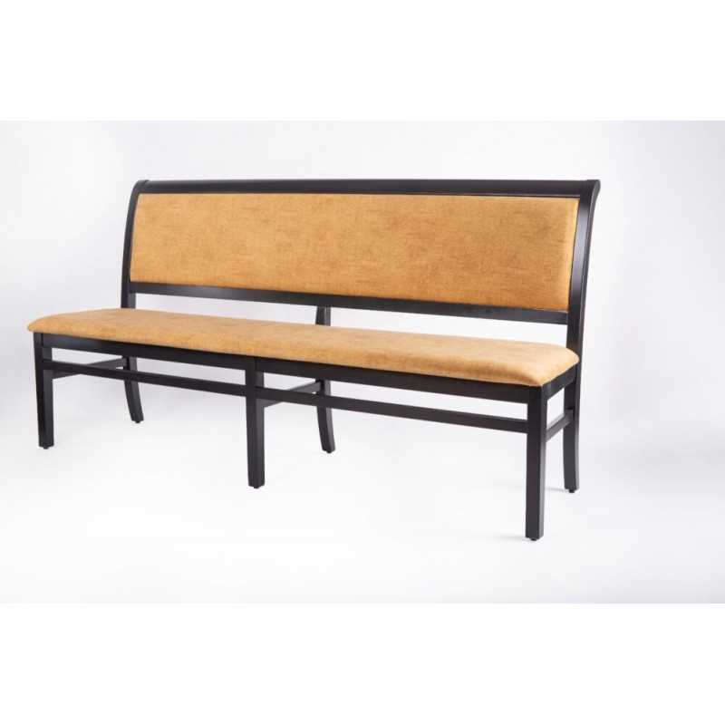 Banca King, 4 locuri, lemn masiv, sezut si spatar tapitat