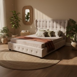 Pat tapitat LORA pentru saltea de 140/160/180x200 cm