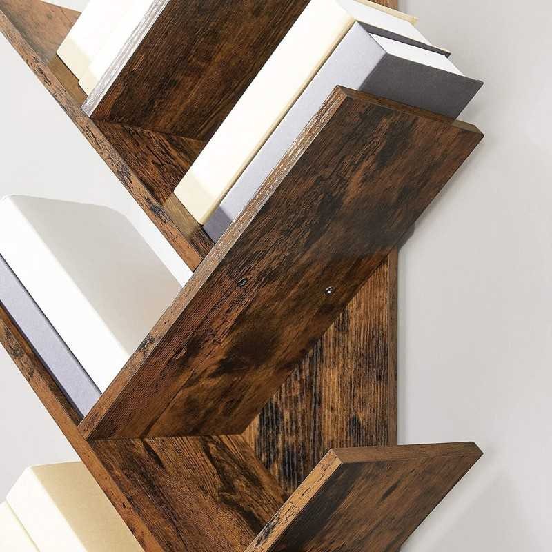 Raft de cărți copac în picioare cu 8 niveluri, maro rustic LBC11BX