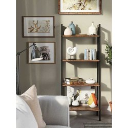 Raft cu scară, raft cu cărți, suport de depozitare industrial pe 4 niveluri pentru sufragerie, dormitor, bucătărie, LLS44X