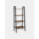 Raft cu scară, raft cu cărți, suport de depozitare industrial pe 4 niveluri pentru sufragerie, dormitor, bucătărie, LLS44X