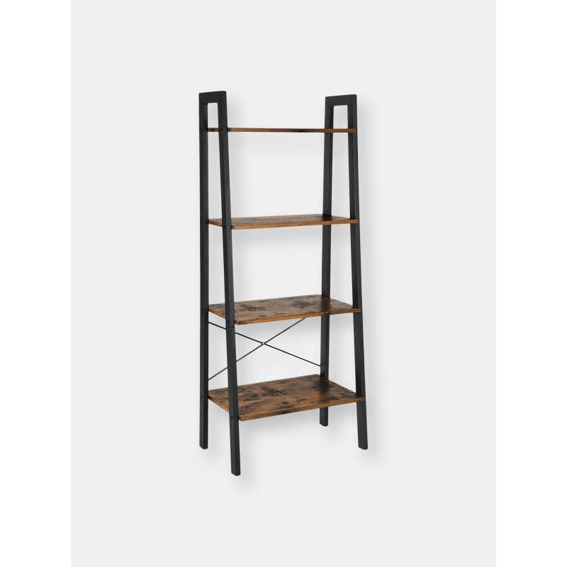 Raft cu scară, raft cu cărți, suport de depozitare industrial pe 4 niveluri pentru sufragerie, dormitor, bucătărie, LLS44X