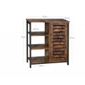 Dulap multifuncțional, 3 rafturi și un dulap cu ușă, pentru bucătărie, sufragerie, birou acasă, stil industrial