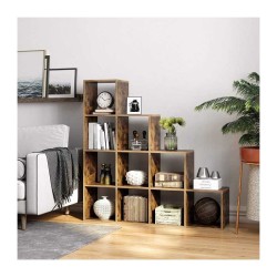 Raft de carti cu 10 cuburi depozitare, stil retro industrial