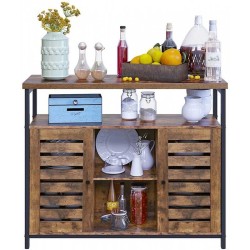 Dulap de cu dulap si rafturi, usi lambriute, pentru sufragerie, living, hol, dormitor, maro rustic si negru