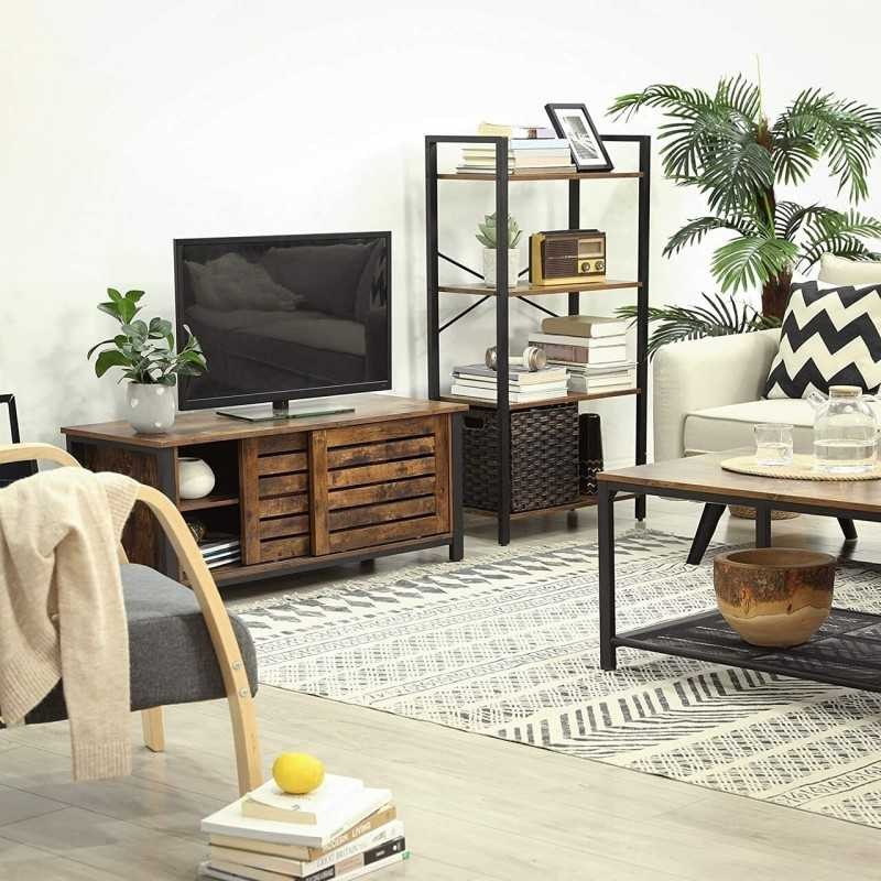 Raft pentru cărți cu 4 niveluri, suport de depozitare cu cadru de oțel, înălțime de 120 cm