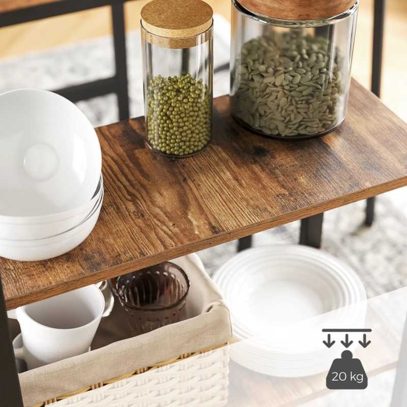 Masa de bar, masa de bucătărie, masa de masă cu 3 rafturi, structură de oțel stabilă