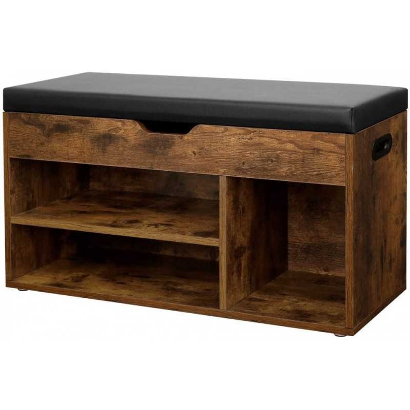 Bancă de încălțăminte cu perna, bancă de depozitare cu scaun, 3 compartimente, depozit ascuns,