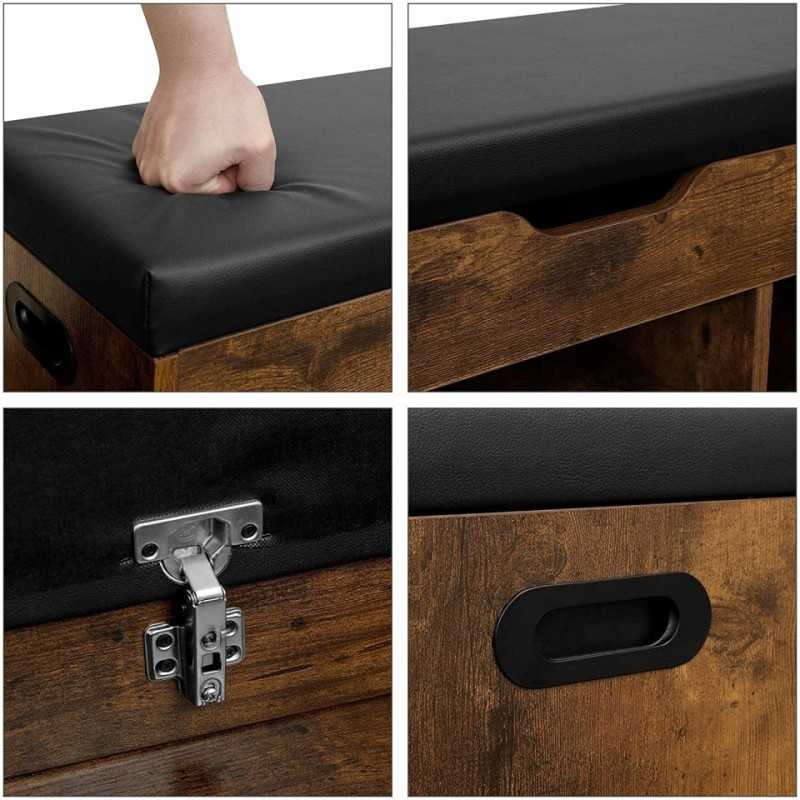 Bancă de încălțăminte cu perna, bancă de depozitare cu scaun, 3 compartimente, depozit ascuns,