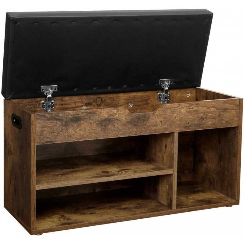 Bancă de încălțăminte cu perna, bancă de depozitare cu scaun, 3 compartimente, depozit ascuns,