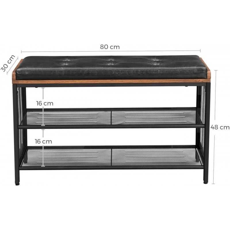 Bancă de încălțăminte bancă cu raft cu plasă raft de încălțăminte 80 x 30 x 48 cm