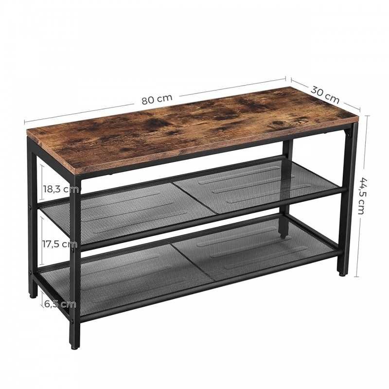 Bancă de pantofi cu scaun, raft de pantofi cu 2 rafturi cu plasă