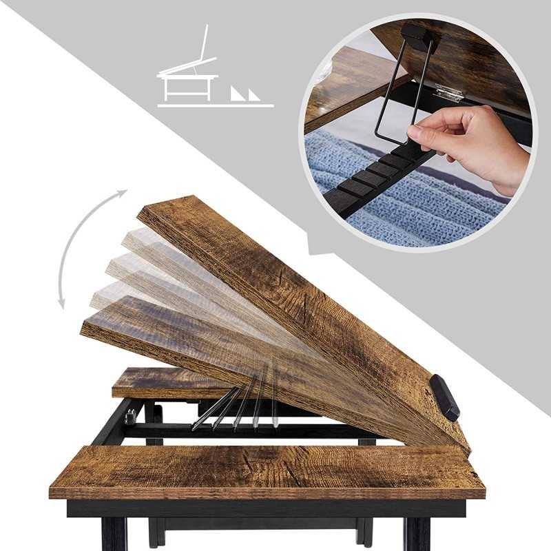 Masa laptop pentru pat sau canapea cu suprafață înclinată reglabilă, tavă de servicii pentru micul dejun